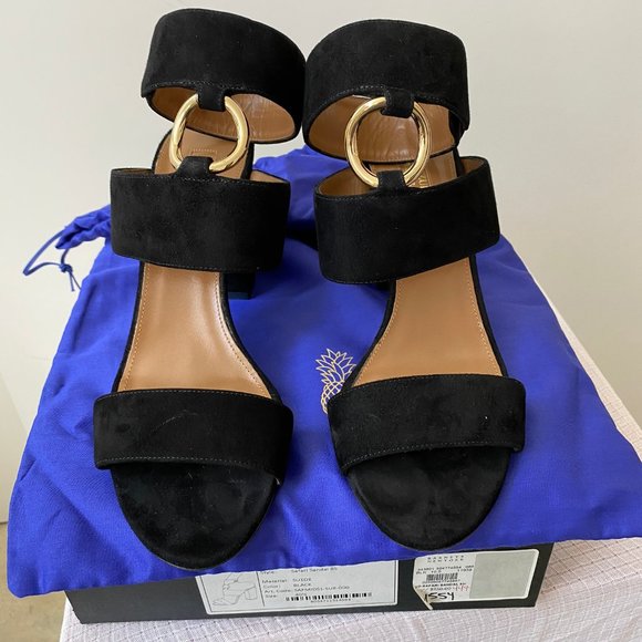 Aquazzura Safari City Sandals Black Suede - Picture 1 of 5